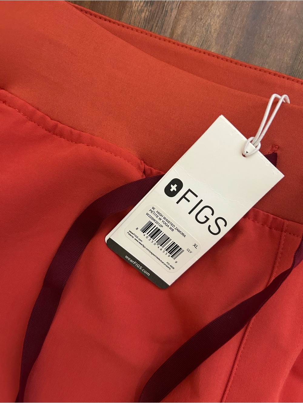 High Wasted Coral Drawstring Jogger Scrub Pants with Contrast Tie NWT FIGS - Picture 5 of 12